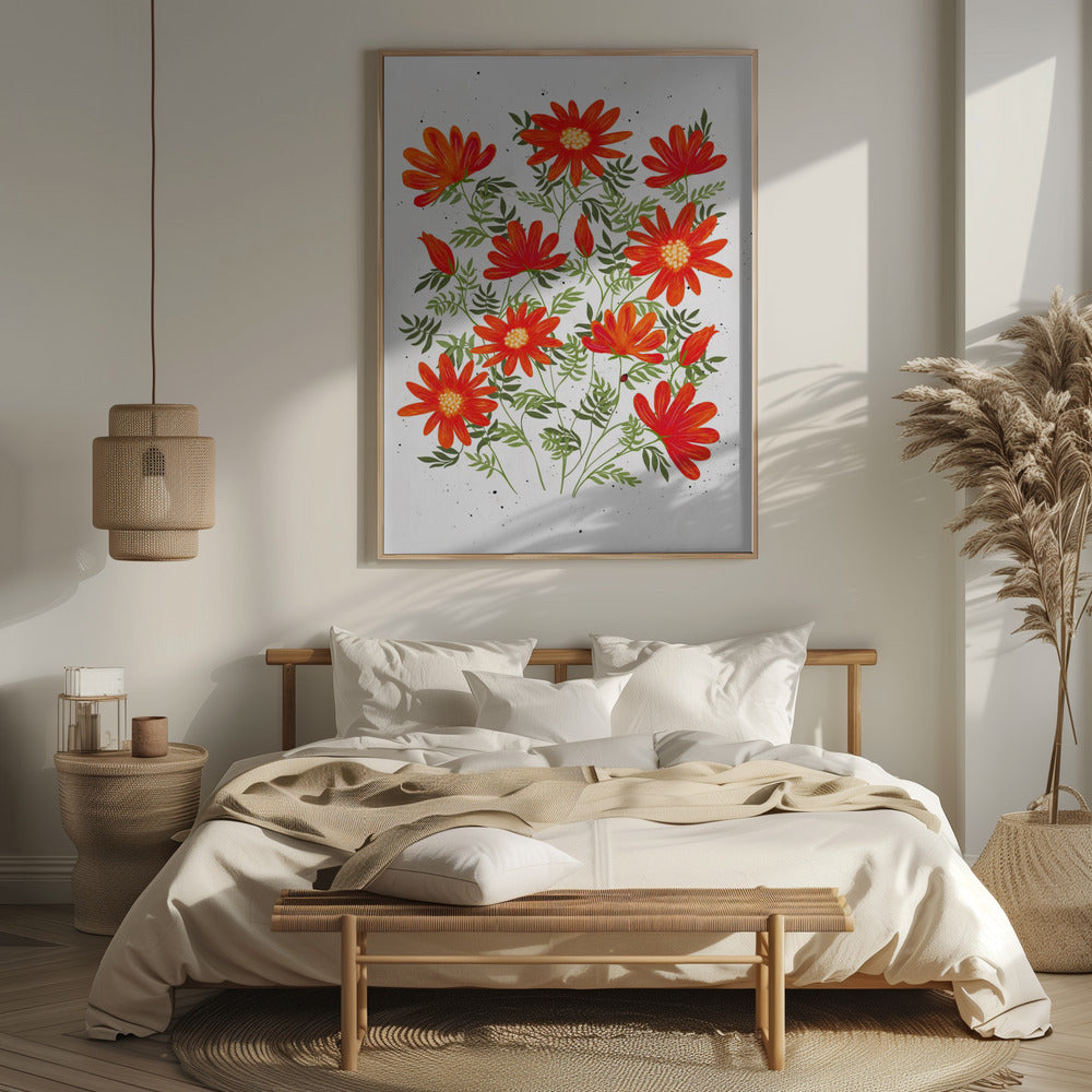 Ladybug flowers red Poster