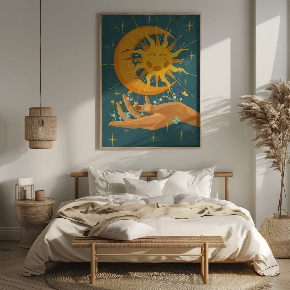 Sun and moon in my hand Poster