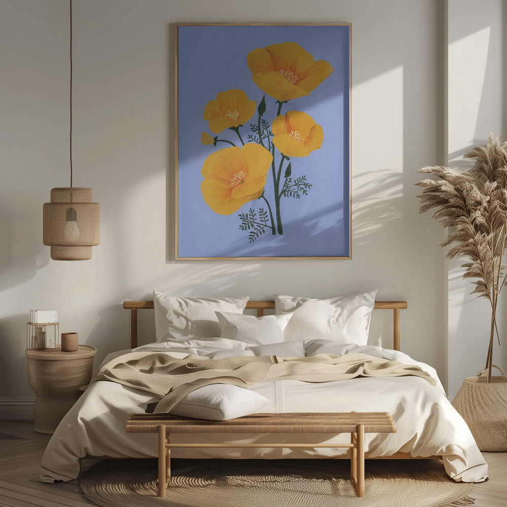 Bouquet of orange California poppies Poster