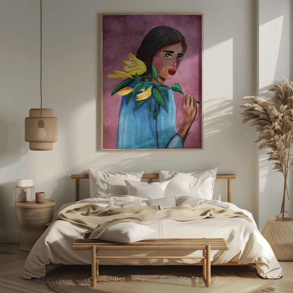 Woman With Lily Poster