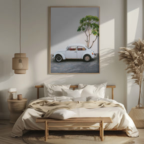 Pastel Volskwagen Beetle in the streets of Oaxaca Mexico Poster