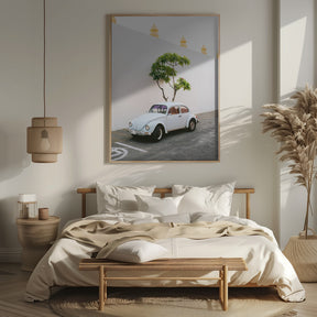 Pastel Volskwagen Beetle in the streets of Oaxaca Mexico Poster