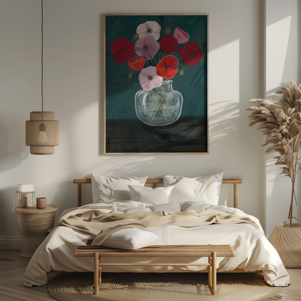 Vase with poppys Poster