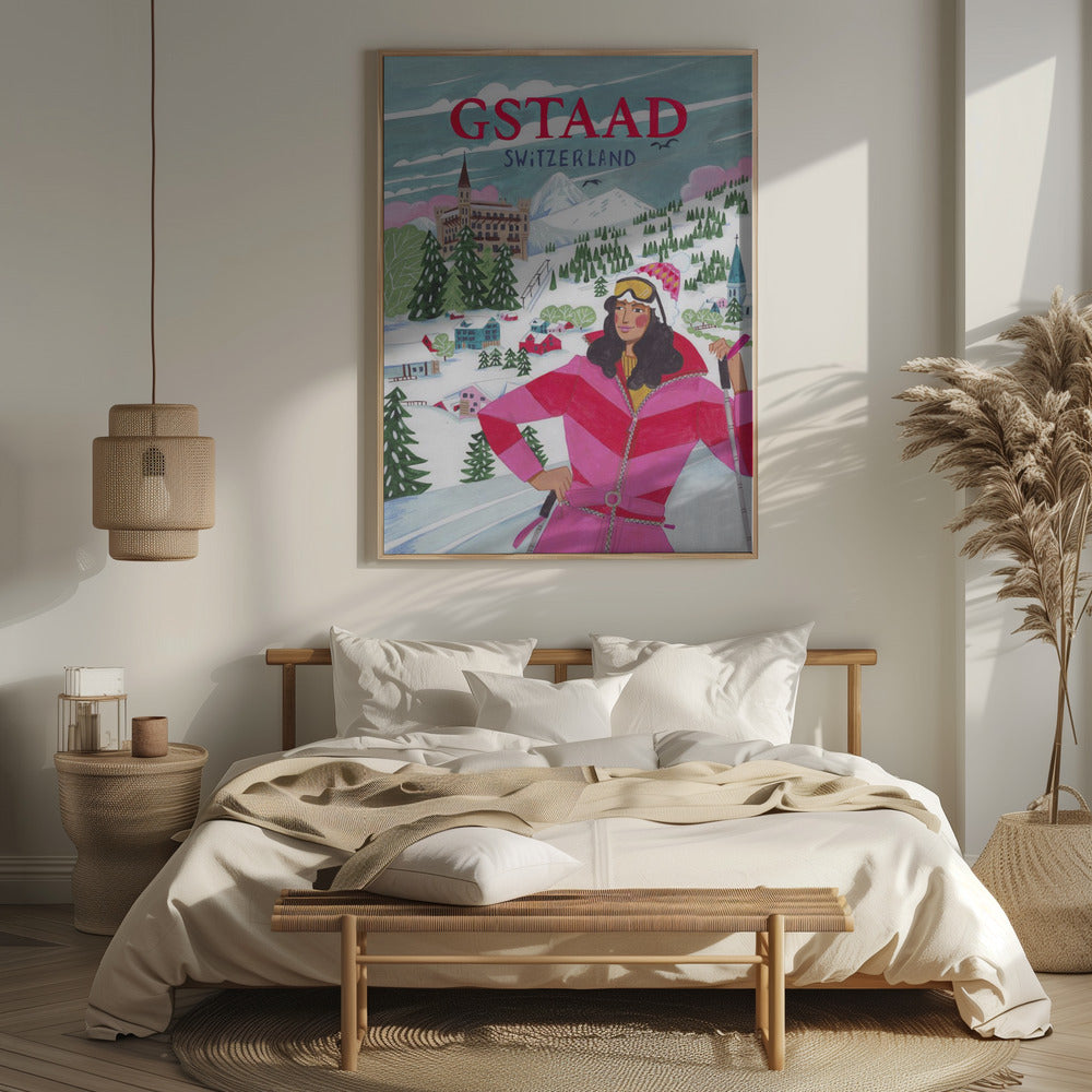 Travel Poster Woman in Gstaad, Switzerland Poster