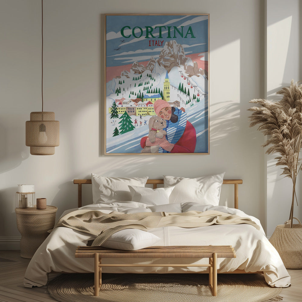 Travel Poster Woman in Cortina, Italy Poster