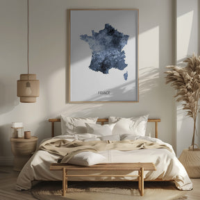 France Watercolor Map Poster