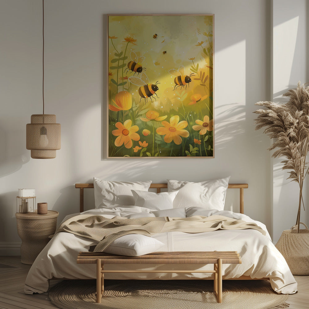 Bees and Flowers Poster