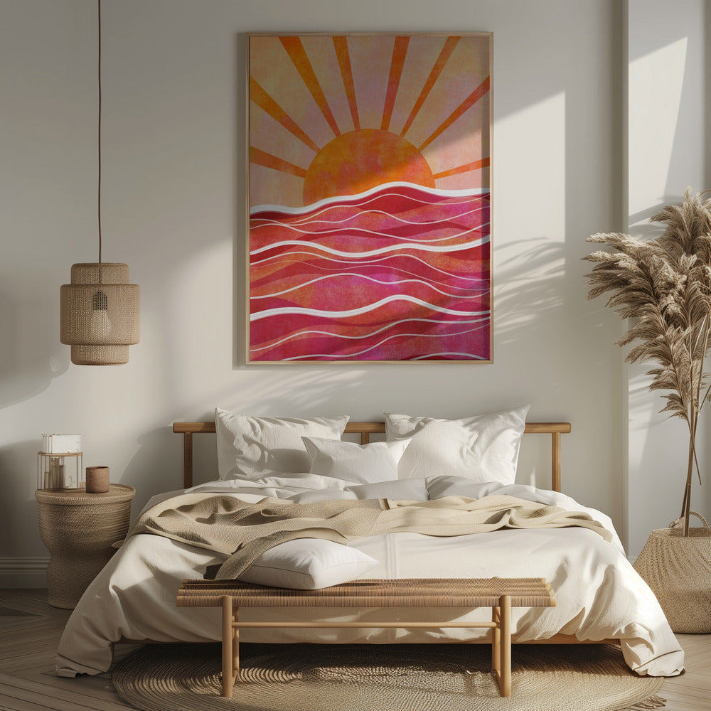 Sea Sunset Pink Poster