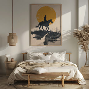 Cowboy In the Sunset Poster