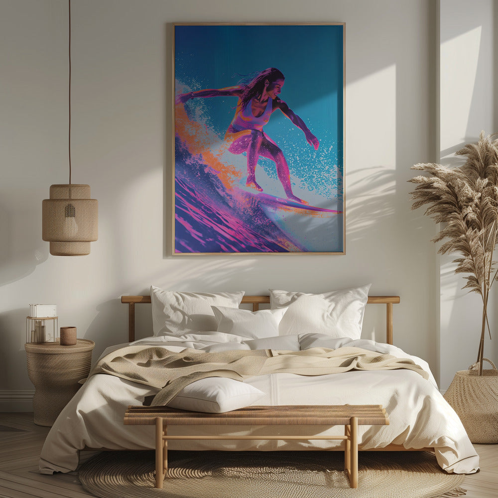 Surfing Woman Poster