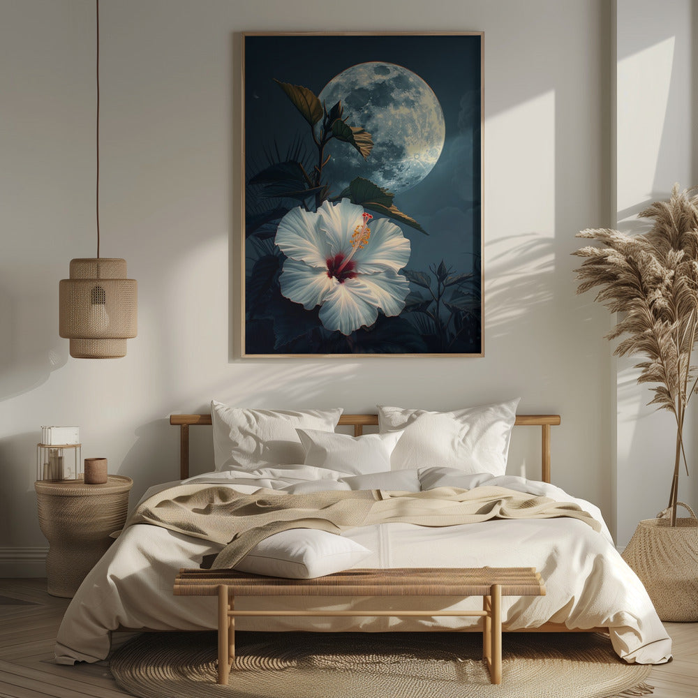 Hibiscus and the Moon Poster
