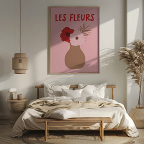 Les Fleurs Pink and Red Poster