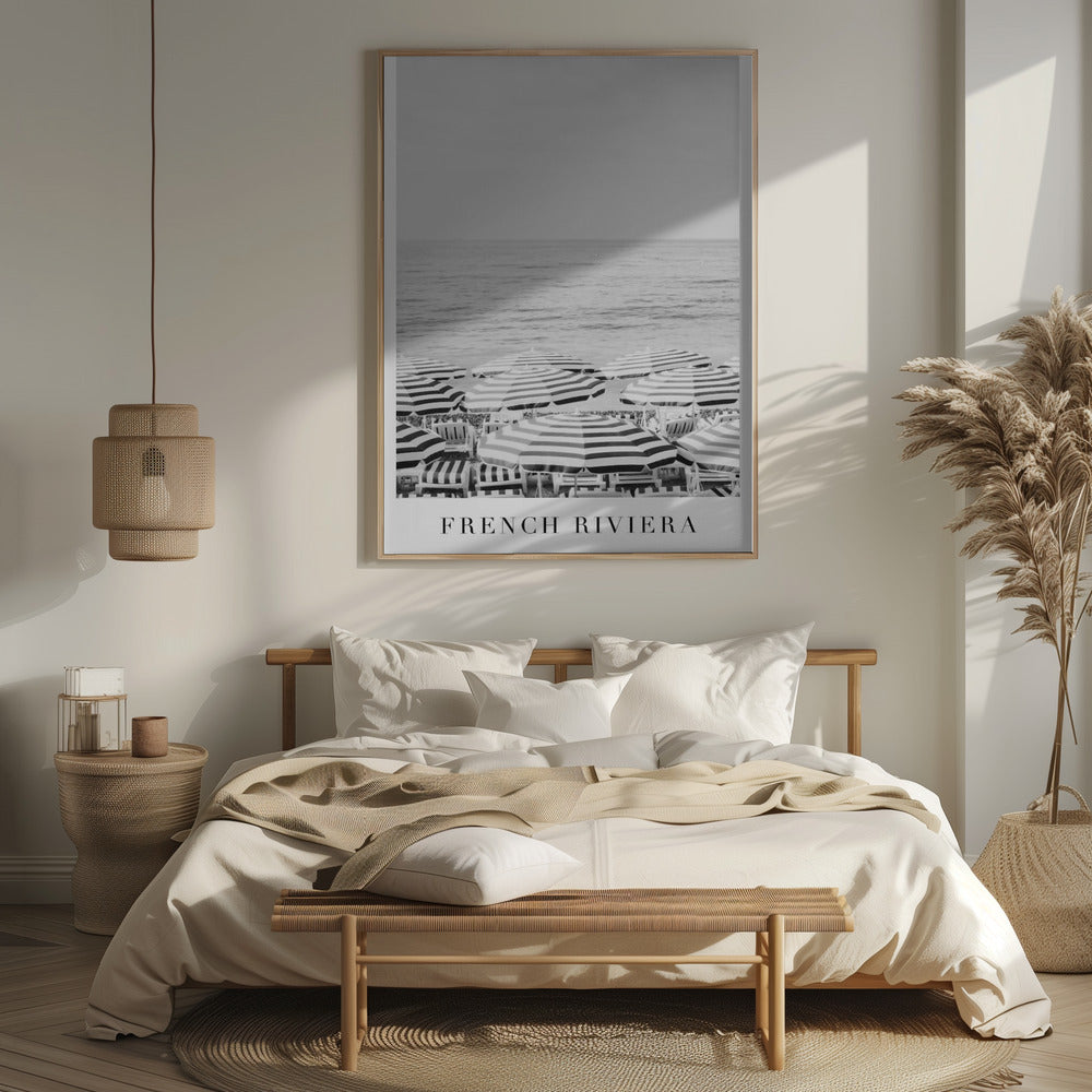 French Riviera Travel In Black and White Poster
