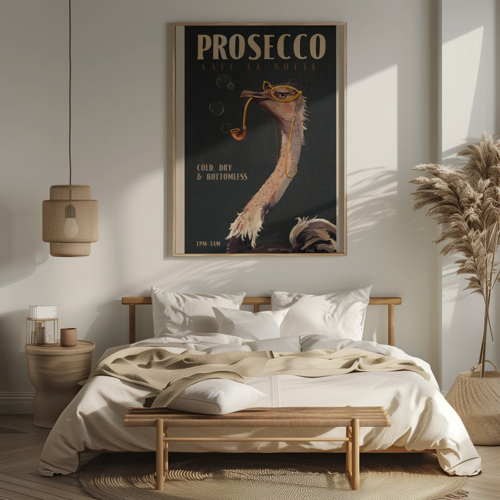 Art Deco Prosecco Wall Art Of An Ostrich Poster