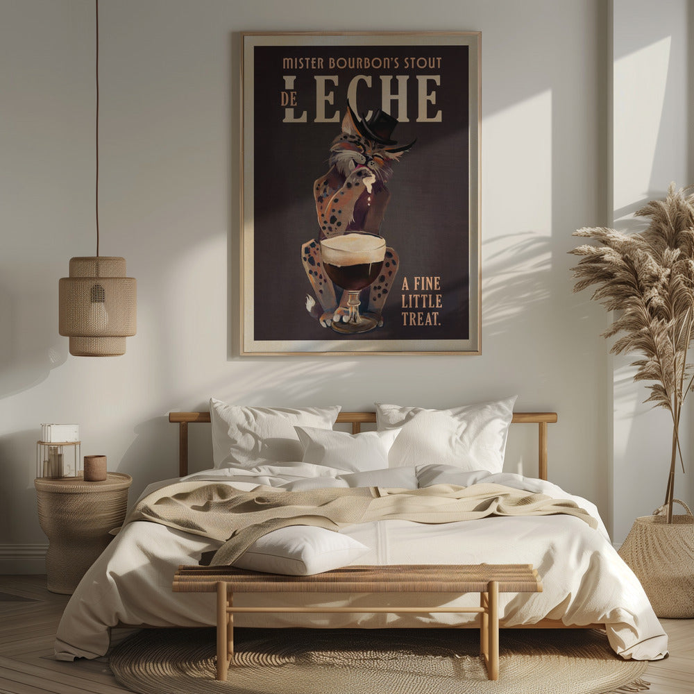 Bourbon De Leche Guinness Style Cat Art Poster