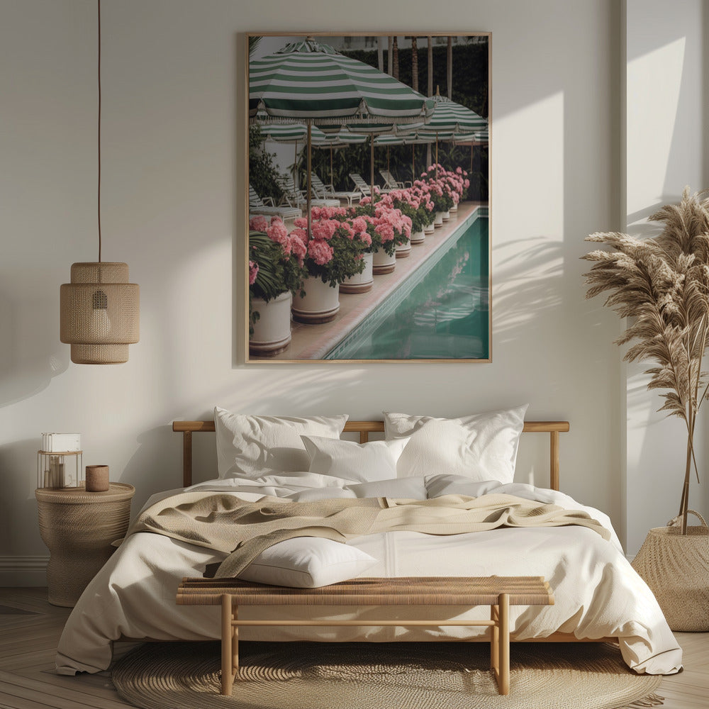 Green Pool Flowers Poster