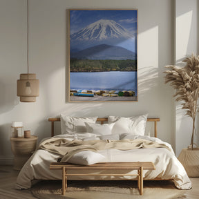 Picturesque Lake Shoji with striking Mount Fuji Poster