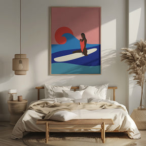 Girl On a Surfboard Poster