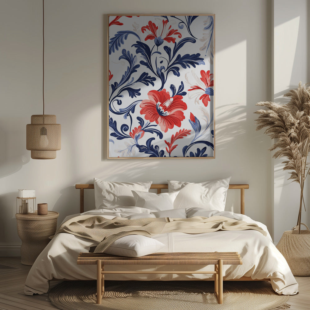 Floral In Blue and Red Poster