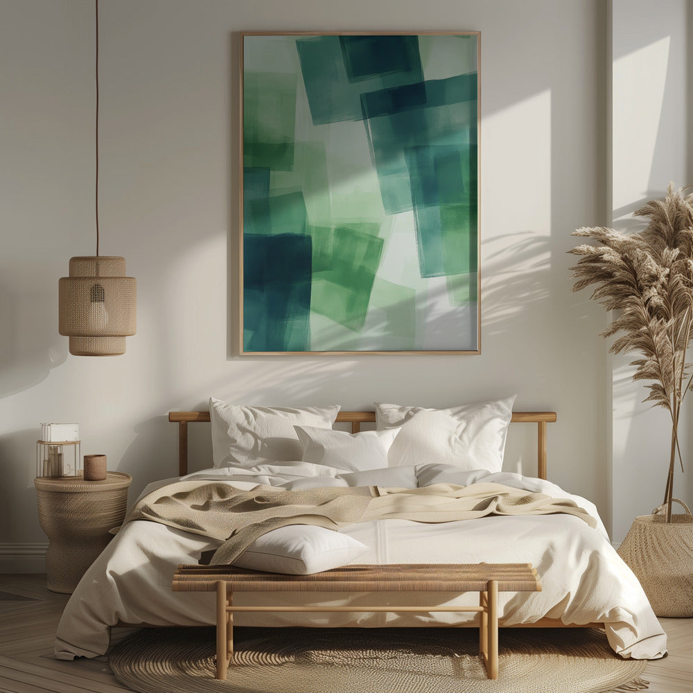 Green Squares Poster