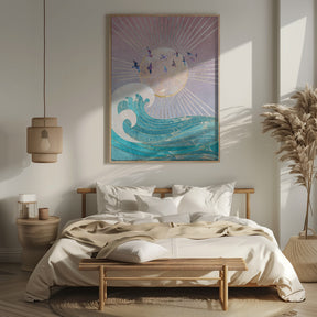 Sunset Golden Ocean Pink Poster