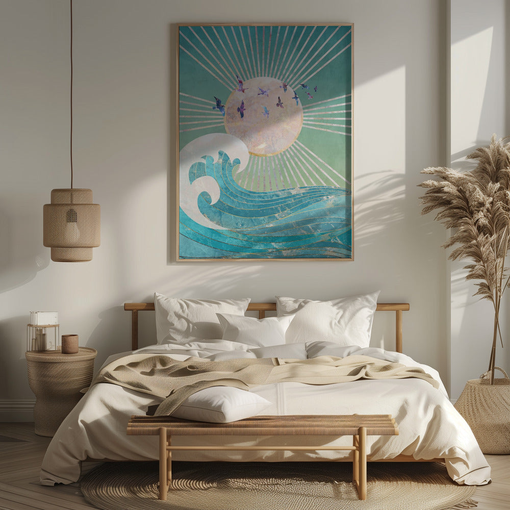 Sunset Golden Ocean Turquoise Poster