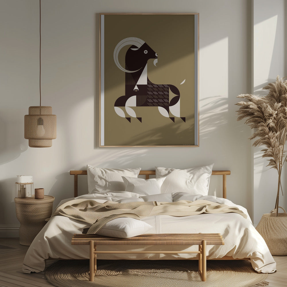 Golden Animals - Kri Kri Goat (Gold) Poster