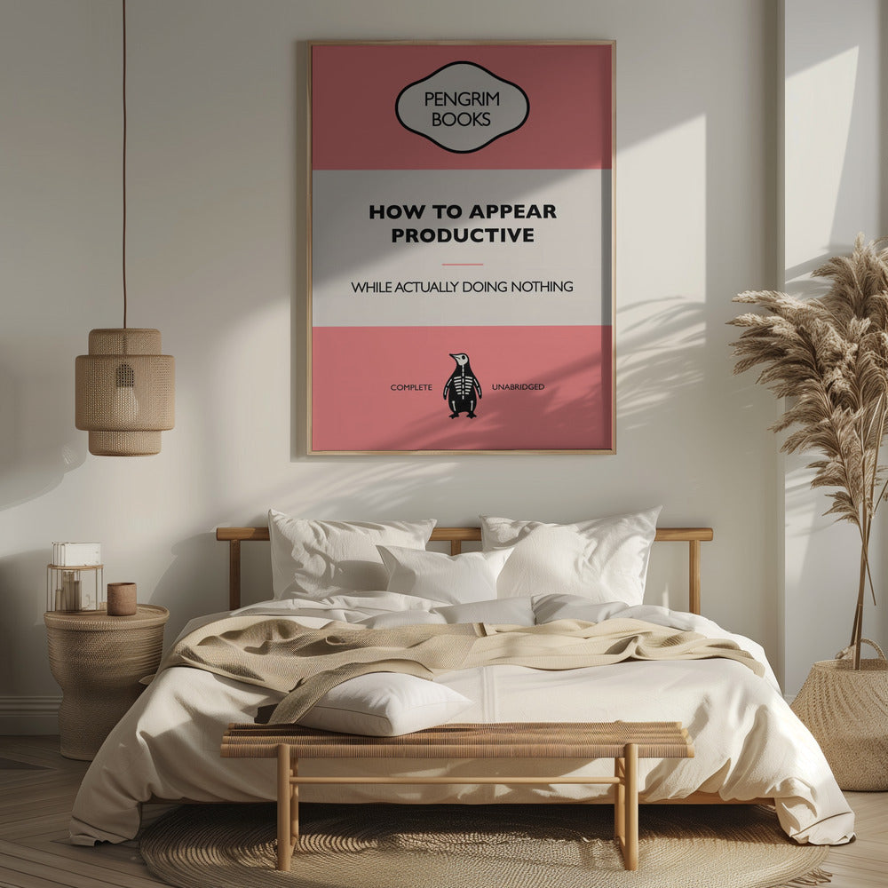 How To Appear Productive - Funny Vintage Book Cover - Sarcastic Self Help - Pink Poster