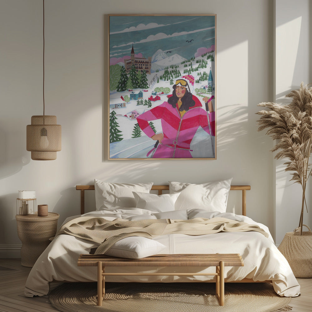 Winter Scene Woman Skiing Poster