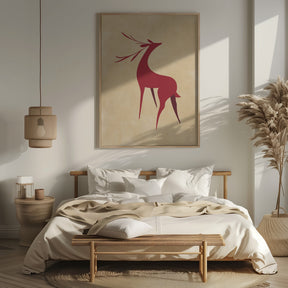 Stylized retro deer red/tan Poster