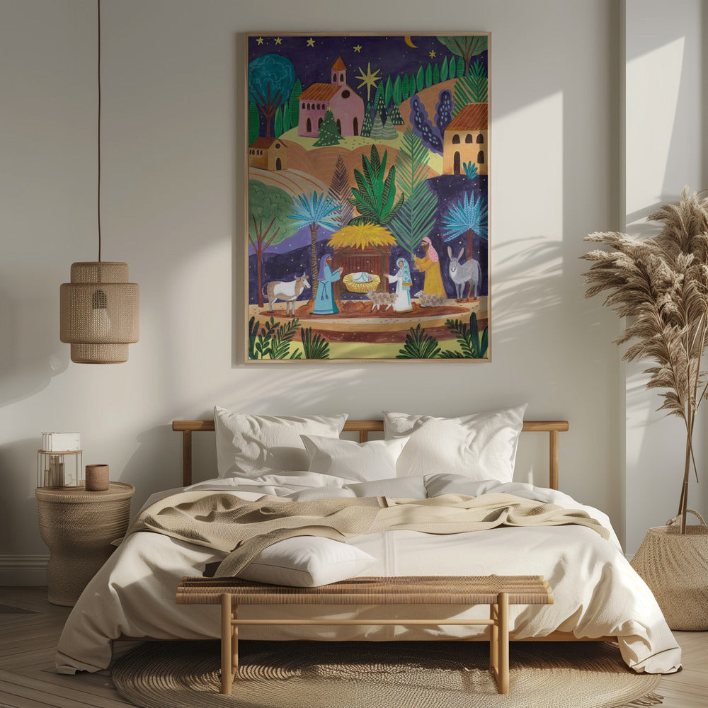 Nativity Scene starry night Poster