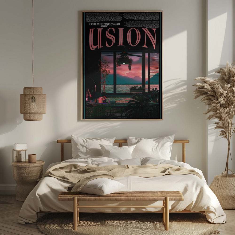 &#039;USION&#039; Fiction vaporwave travel poster Poster