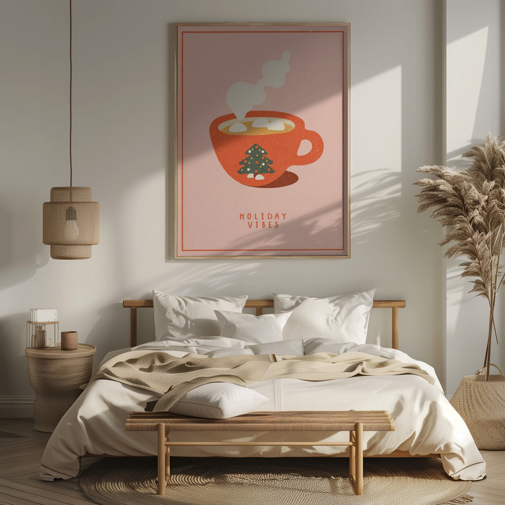 Holiday vibes. A mug of hot cocoa for Christmas Poster