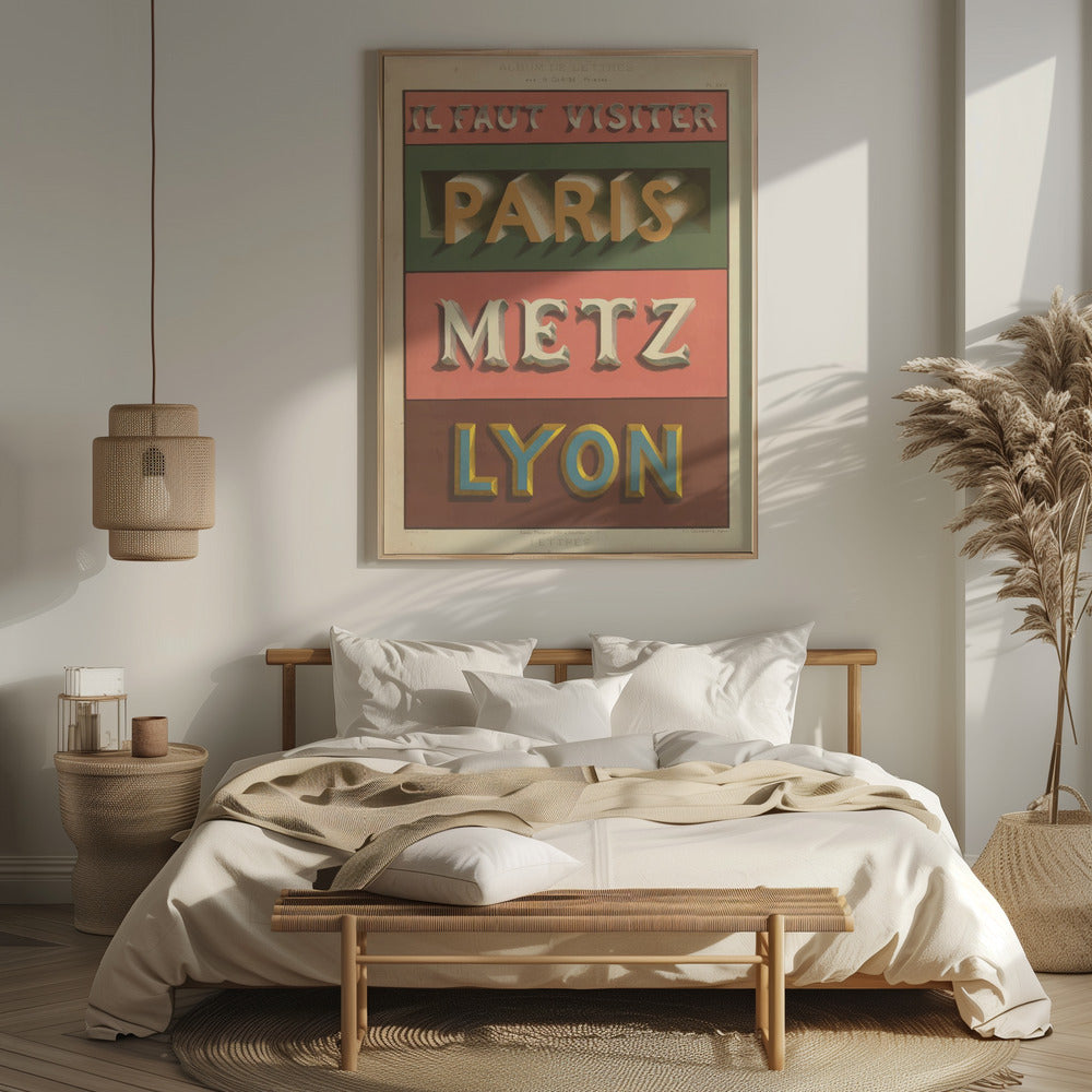 Paris Metz Lyon Poster