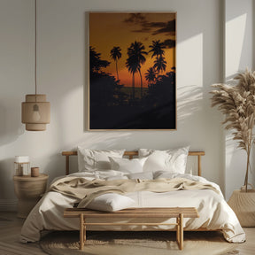 Squiggly Palm Sunset Poster