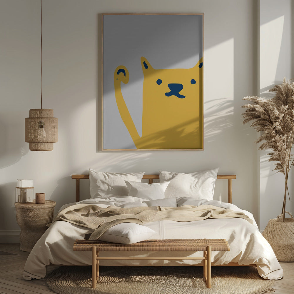 Cute Cat Yellow Poster