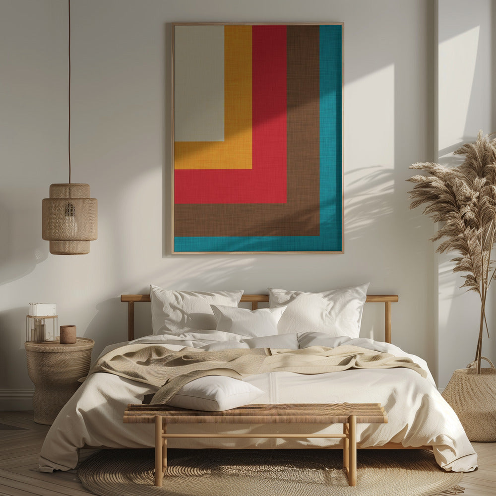 Abstract Mod Cube Beige Poster