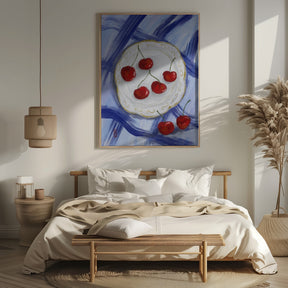 A Plate of Cherries Food Painting Poster