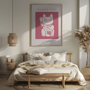 Maneki-neko Cat Pink Poster