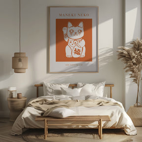 Maneki-neko Cat Orange Poster