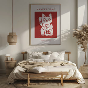 Maneki-Neko Cat Red Poster