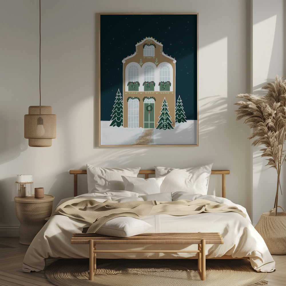 Starry gingerbread home Poster