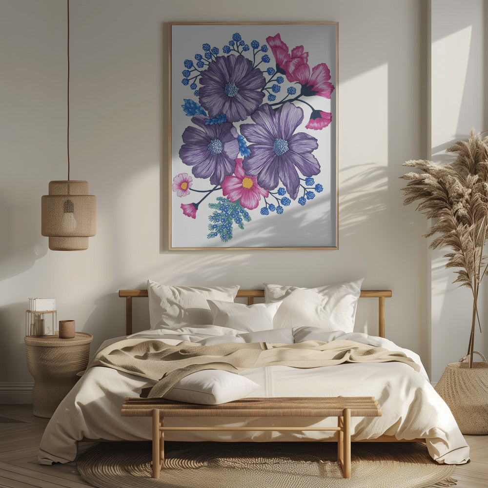 Pink and Purple Florals Poster