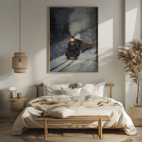 Winter Steam Train Poster