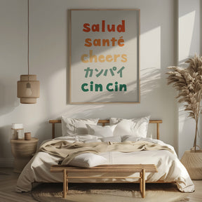 Cheers Typography - Salud Santé Cheers Kanpai Cin cin Poster