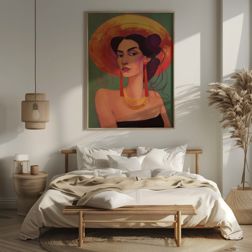 Mexican lady in sombrero Poster