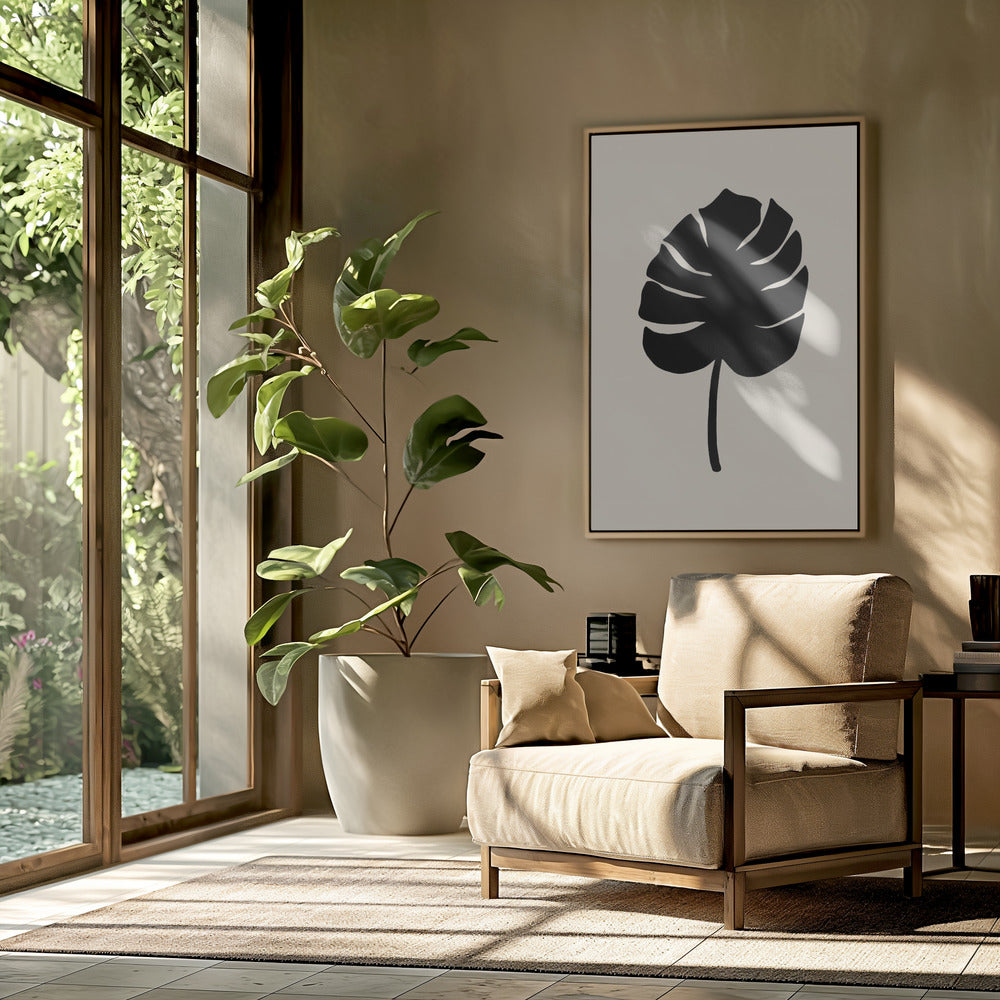 Monstera Leaf Black Poster