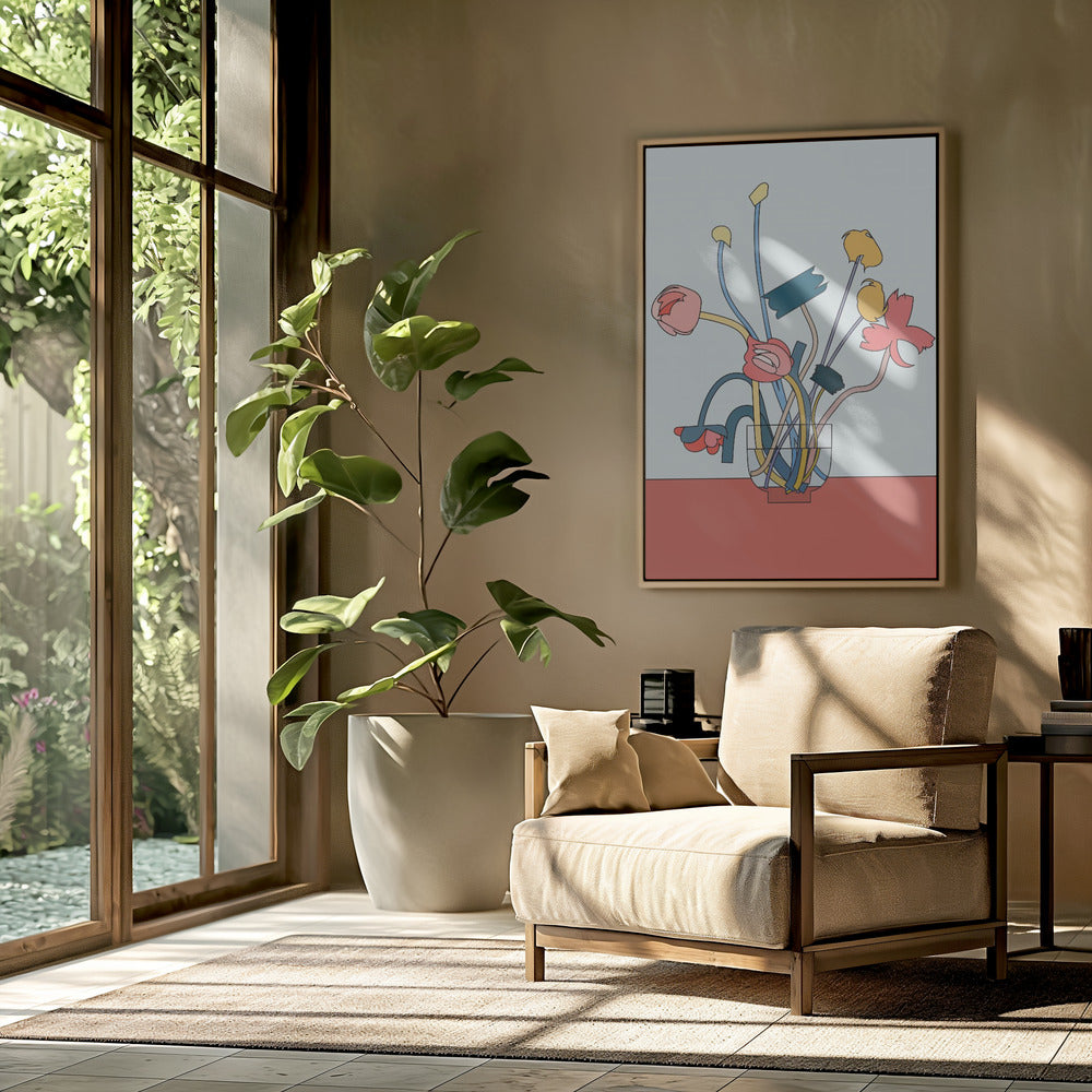 Flowers in a glass vase Poster