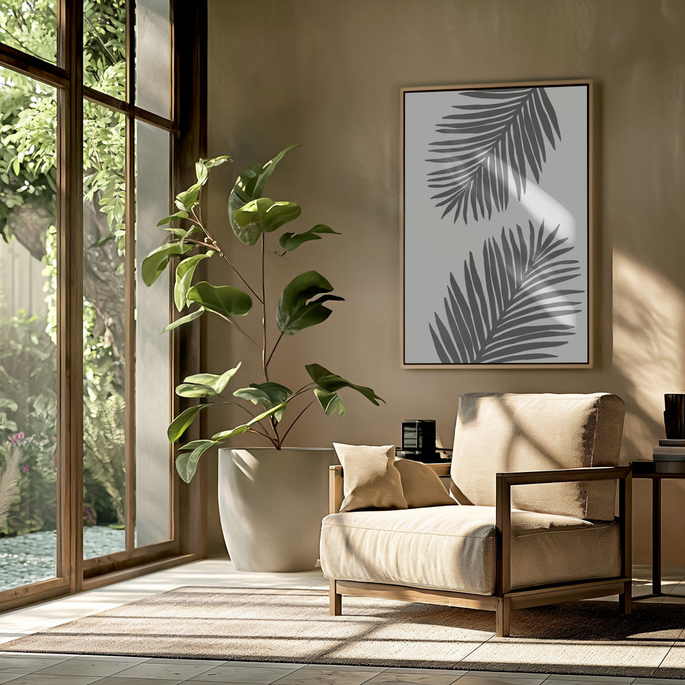 PALM LEAF 12 GRAPHITE GRAY Poster