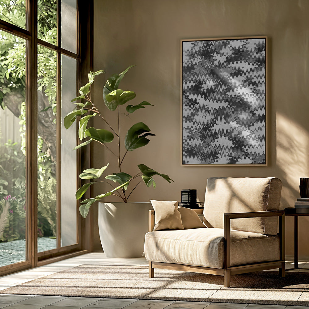 Black And White Zig Zag Pattern Poster